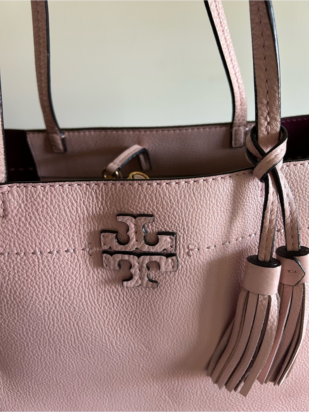 Tory Burch McGraw Leather Tote Bag in Pink - EUC - Picture 2 of 12